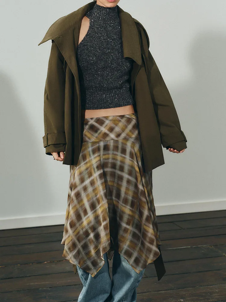 Invierno 2025 Nueva falda midi a cuadros Faion cómoda e informal dulce Ropa de mujer Ele Sle puesta en escena Tradicional...