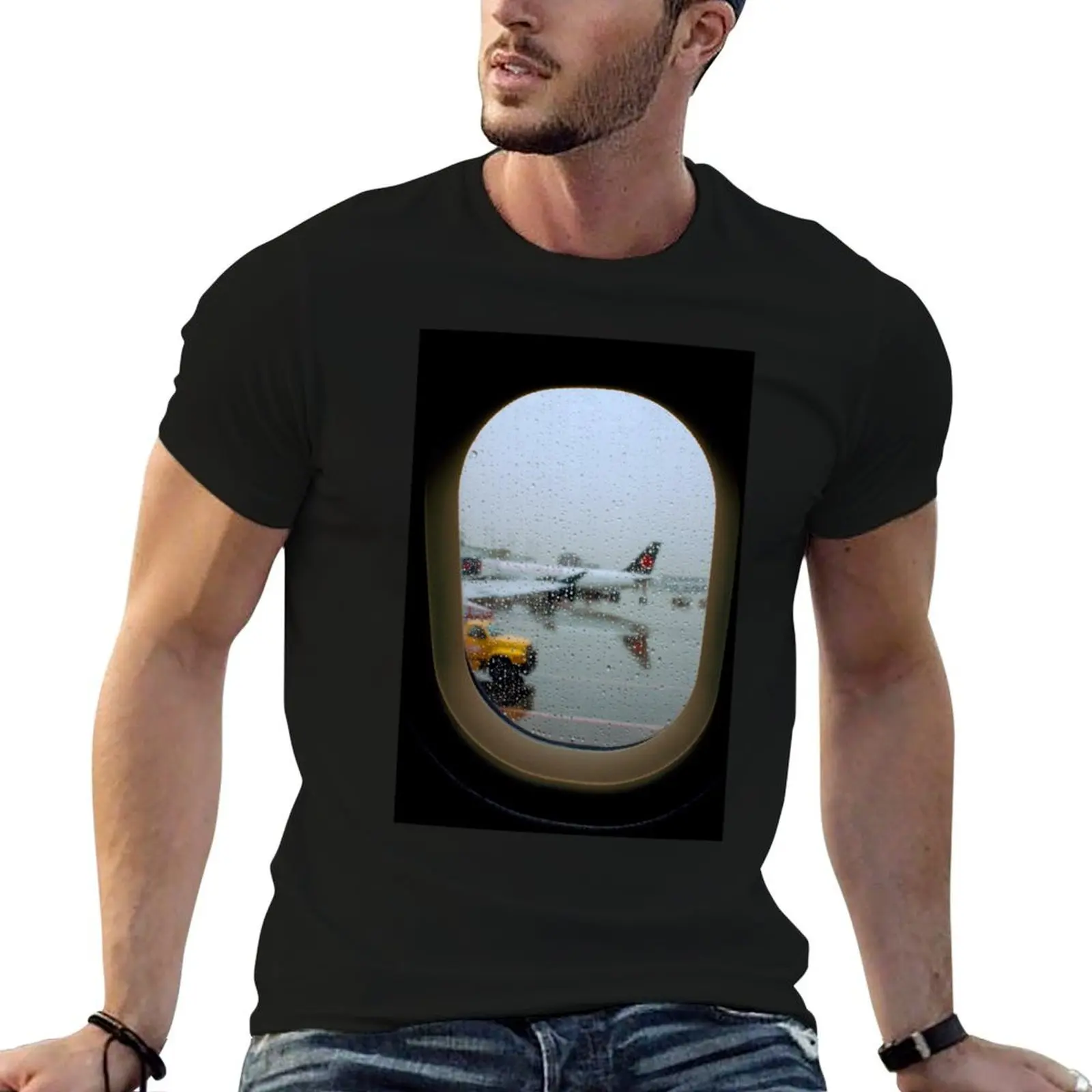 Airplane Window into the Rain T-Shirt Personalized t-shirt street wear mens t shirts