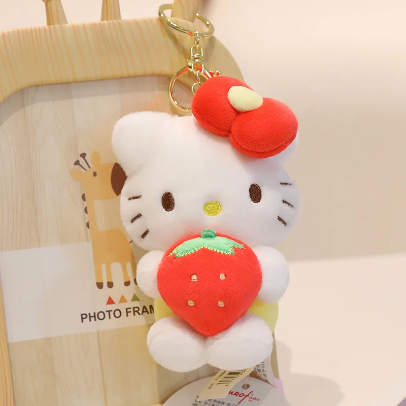 12cm Sanrio Hellokitty Plush Toys Pendant Bag Accessories Stuffed Keychain Backpack Phone Car Plush Pendant