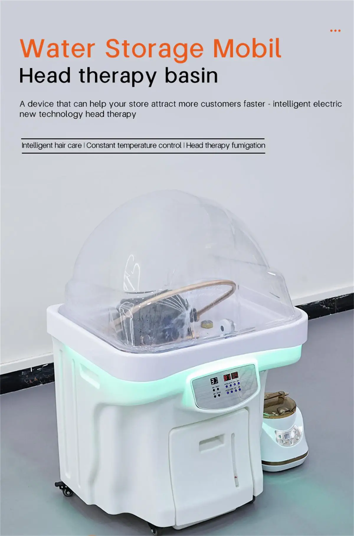 Praktisches 60-Liter-Wasserspeicherkopf-Spa-Becken mit Wasserzirkulation und Heizfunktion, Friseursalon-Becken, mit Entwässerungstank – Detail 3