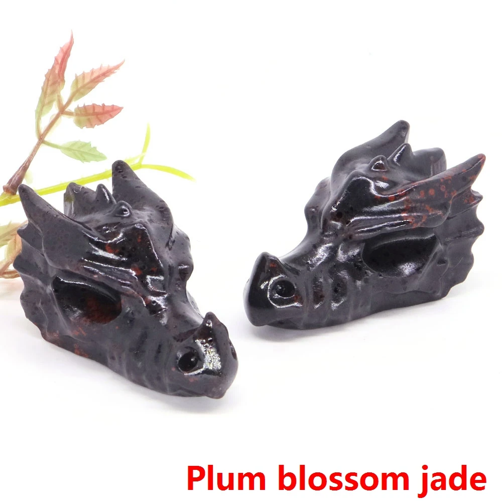 70mm Dragon Head Standbeeld Natuurlijke Edelsteen Kristal Reiki Healing Handgesneden Stenen Beeldjes Ambachten Woondecoratie Cadeau Groothandel