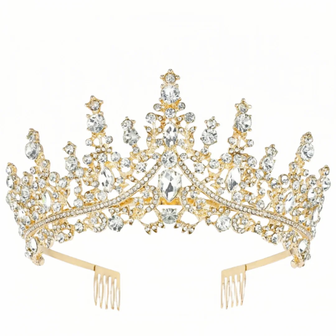 Baroque Rhinestones Birthday Crown Tiara Headbands Happy Birthday Party Decoration Bride's Wedding Headpiece Party image 3
