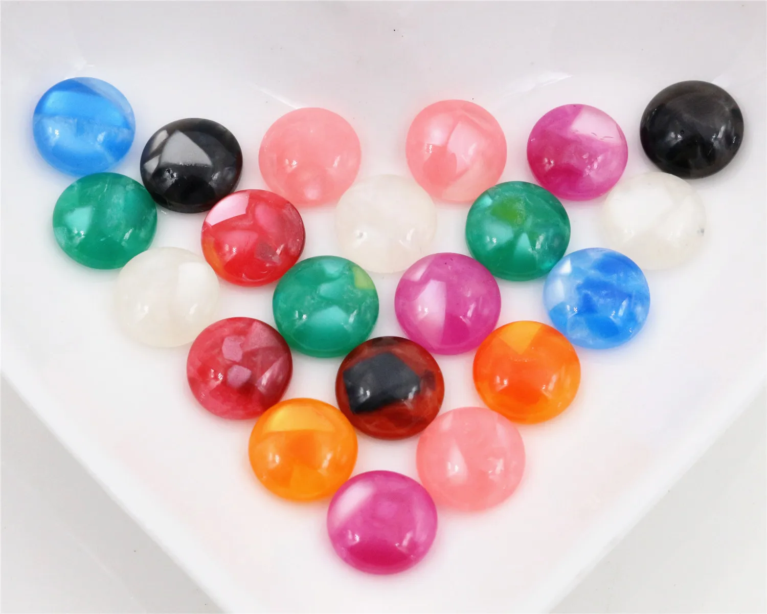 New Fashion 40pcs 10mm Mix Colors Built-in Shell Flat back Resin Cabochons Cameo-V6-33