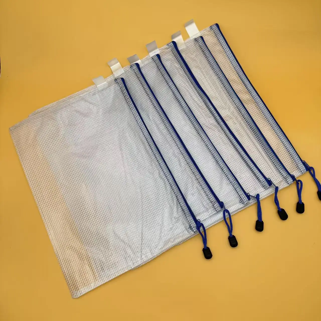 Lot de 6 pochettes à fermeture éclair, sac organisateur de documents A4/A5 avec porte-clés, trousse à crayons en maille multi-usages pour le bureau, l'école et les voyages