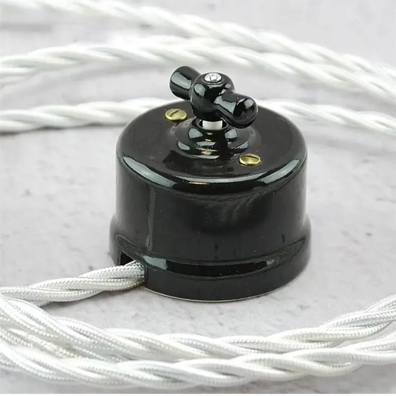 High Quality Wall Light Ceramic Knob Switch Wall Mounted 2 Way Control European Standard for Home Improvement