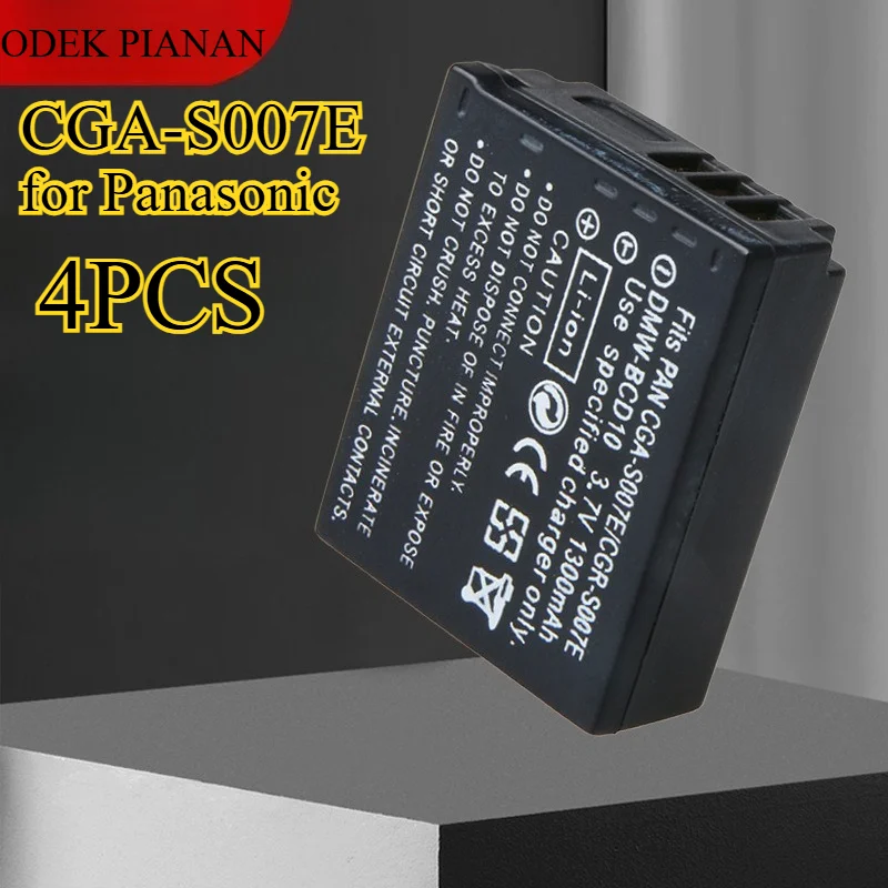 

4PCS 1300mAh CGA-S007E Battery for Panasonic DMW-BCD10 Camcorders Compatible with AG-AC30 Rechargeable Li-ion Replacement Power