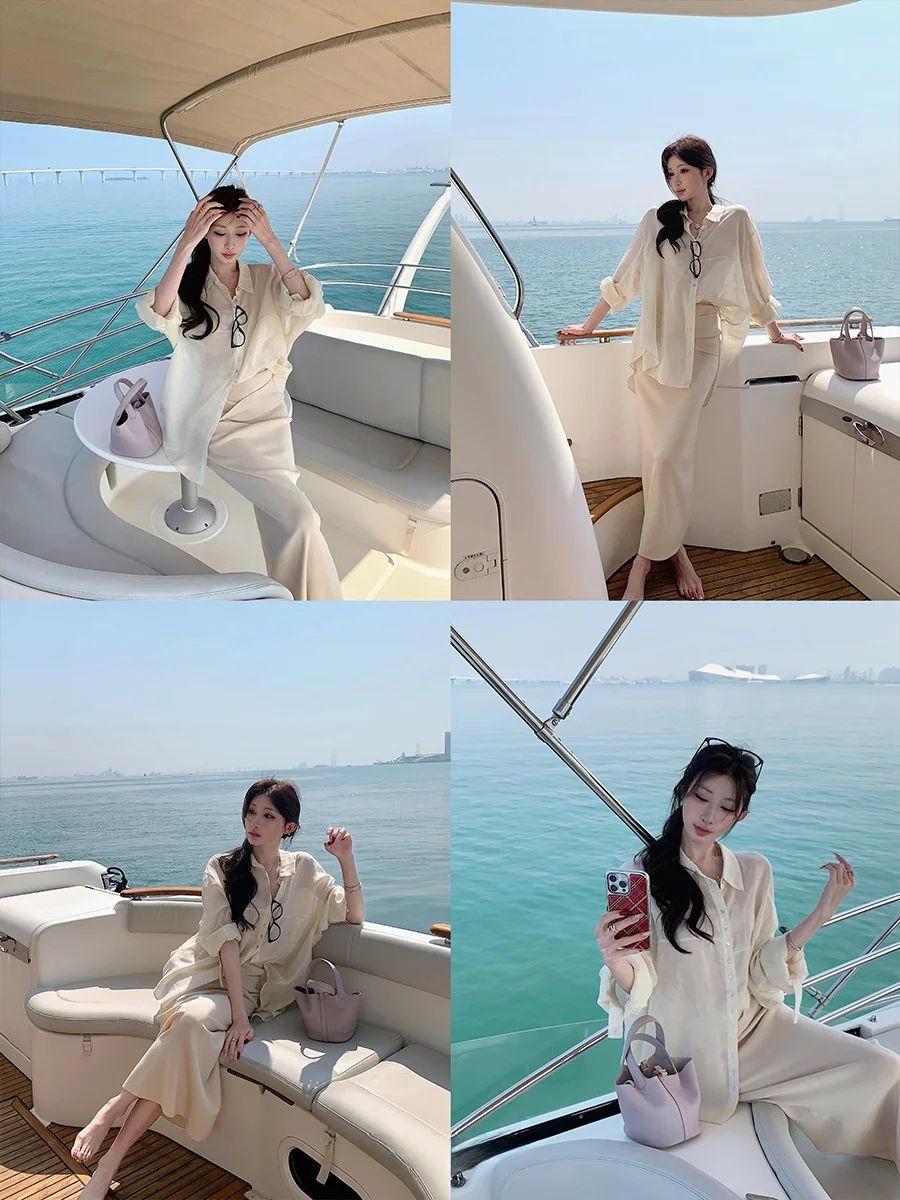 

Женская рубашка Achi Silk с длинными рукавами и свободными плечами, легкая, с защитой от солнца, повседневный стиль, удобная, дышащая