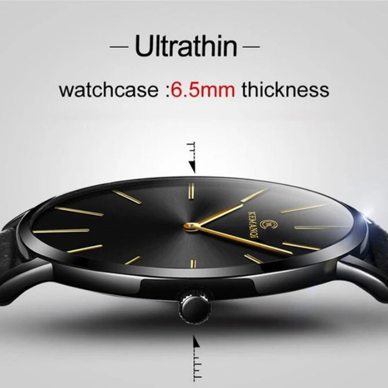 Top Brand Fashion Ultra Thin Men's Watch Simple Business Quartz Wristwatch Men Casual Leather Belt Man Watch Clock Montre Homme