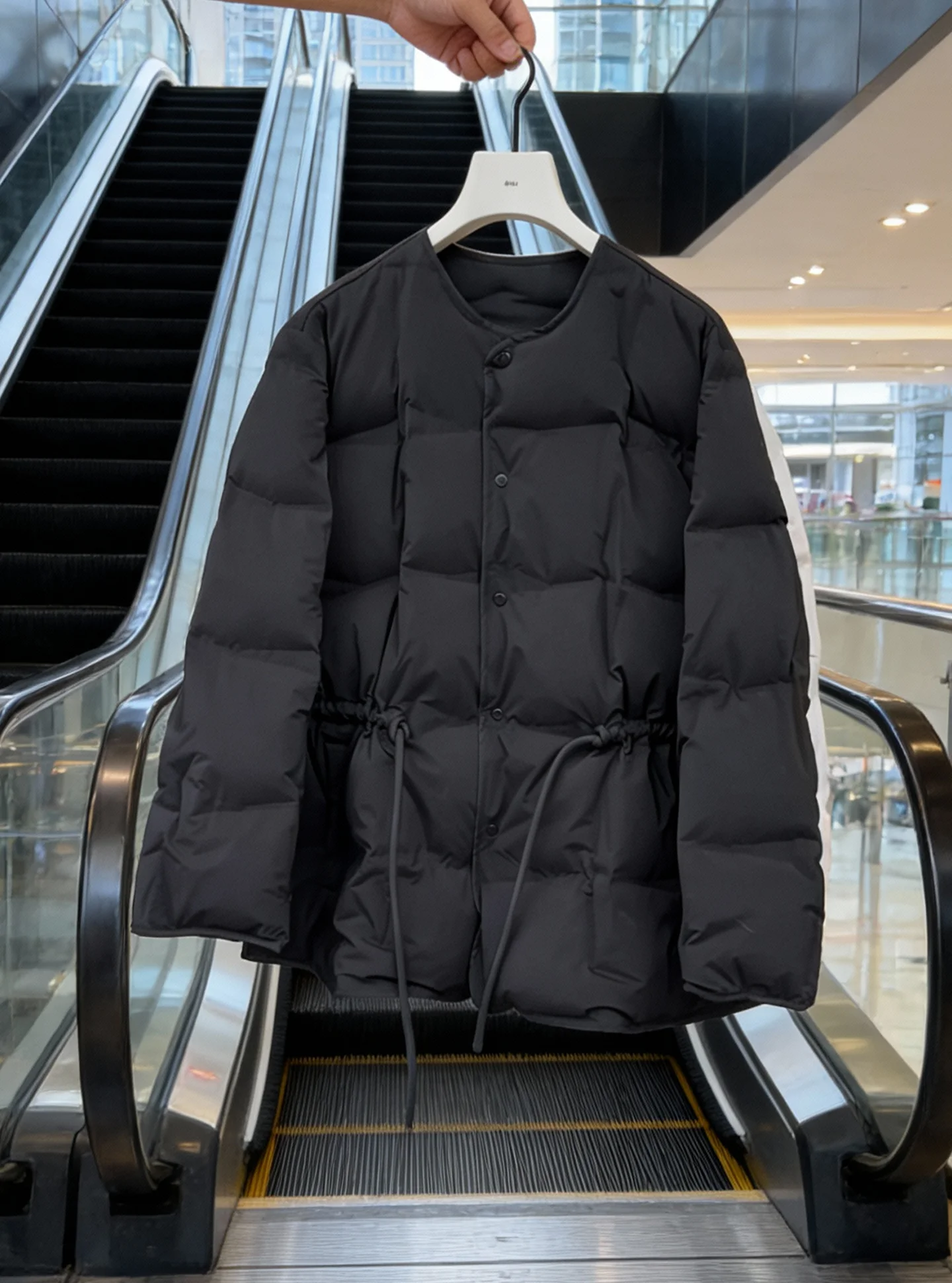 

Ele Bla Puffer Jaet Women's Mid-Length Puffin down Coat Winter Thi Outerwear Sli ort Size High-End Feeling