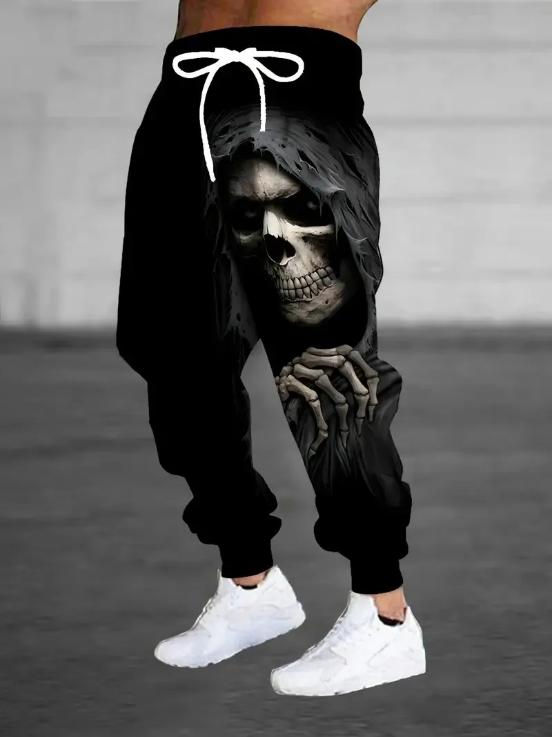 

The new men's trousers for Spring and Autumn 2025 are street casual fashionable soft and comfortable with 3D skull print