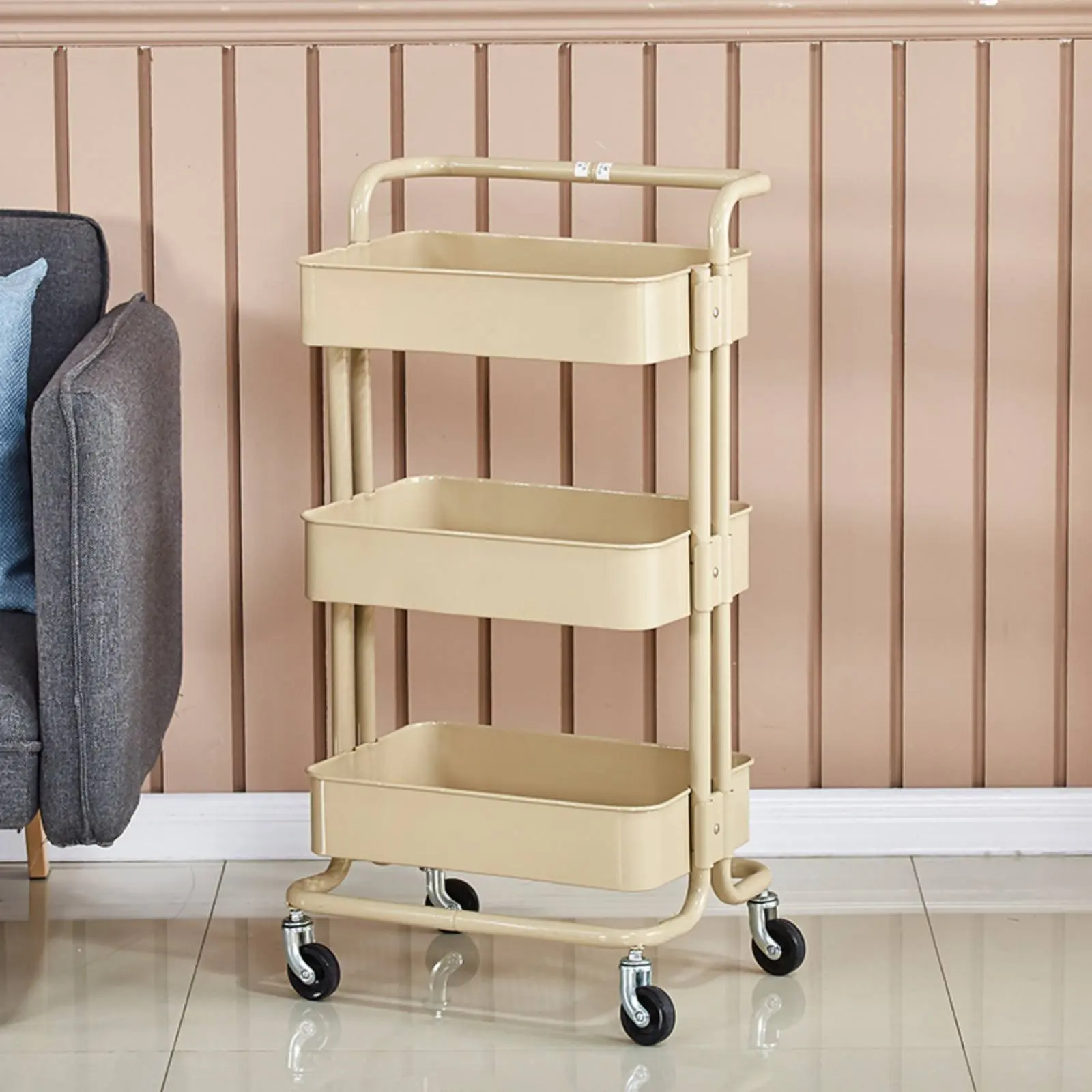 Hairdressing Tool Cart Movable Rolling Utility Trolley 3 Tier Rolling Cart Large Capacity Mobile Storage Rack for Hair Stylists