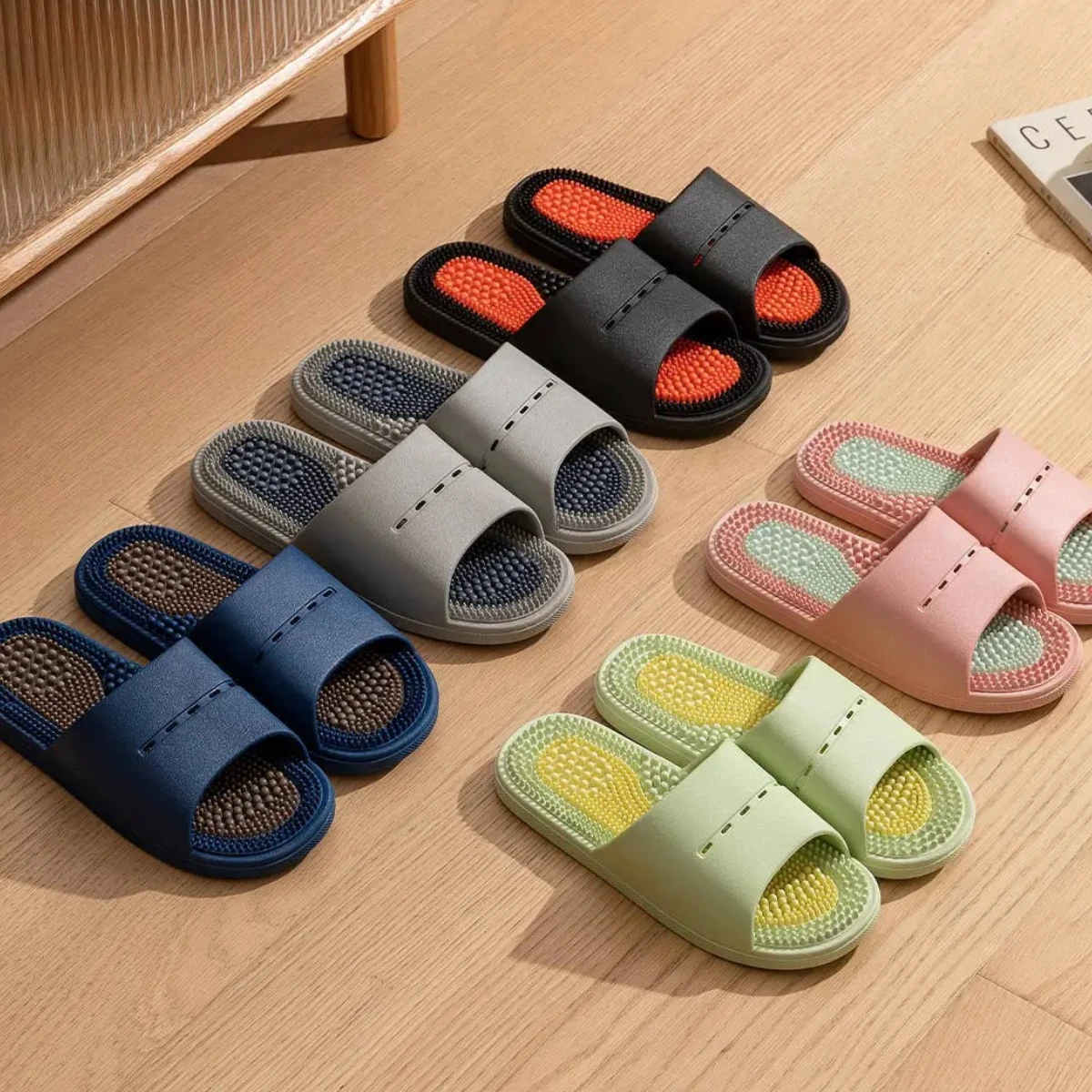 

Men's Slippers Summer Bathroom Sandals Home Soft Sole Foot Massage Women's Slippers Indoor Non-slip Sandals Couple Slippers