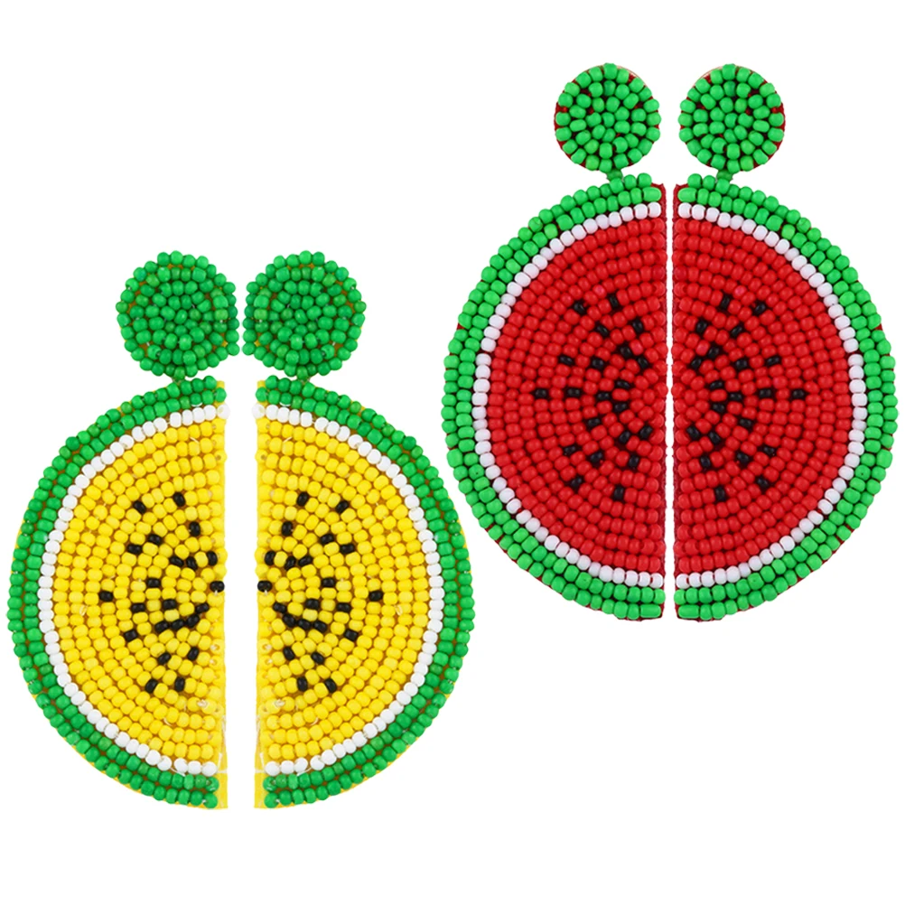 

Watermelon Earrings for Women Fruit Dangle Summer Alloy Beaded Bohemian Party Modern Lightweight Jewelry Accessories