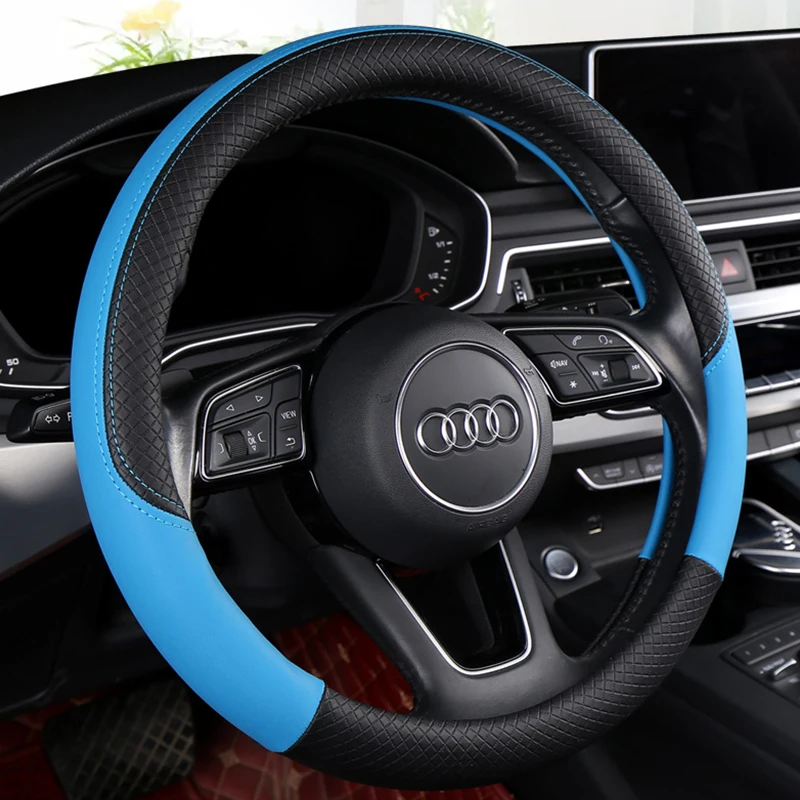 Car Anti-Slip Leather Steering Wheel Cover Universal Car Steering Wheel Protective Cover Fashion Style 38cm Sport Style Cool