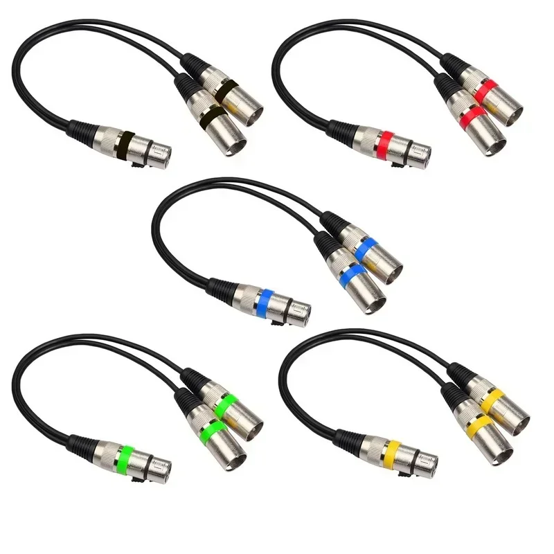 XLR fêmea Jack para Dual 2 macho Plug Y Splitter, cabo adaptador, amplificador alto-falante, Mixer fone de ouvido, 3Pin, 30cm, 1Pc