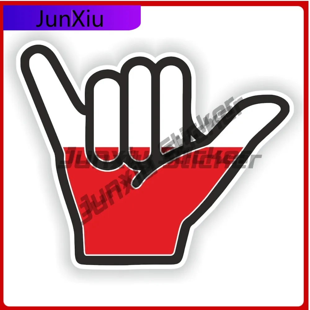 

Poland Shaka Stylish Motorcycle Weatherproof Sticker Vinyl Decoration Decals Waterproof Sticker UV Exterior Cute Durable Anime