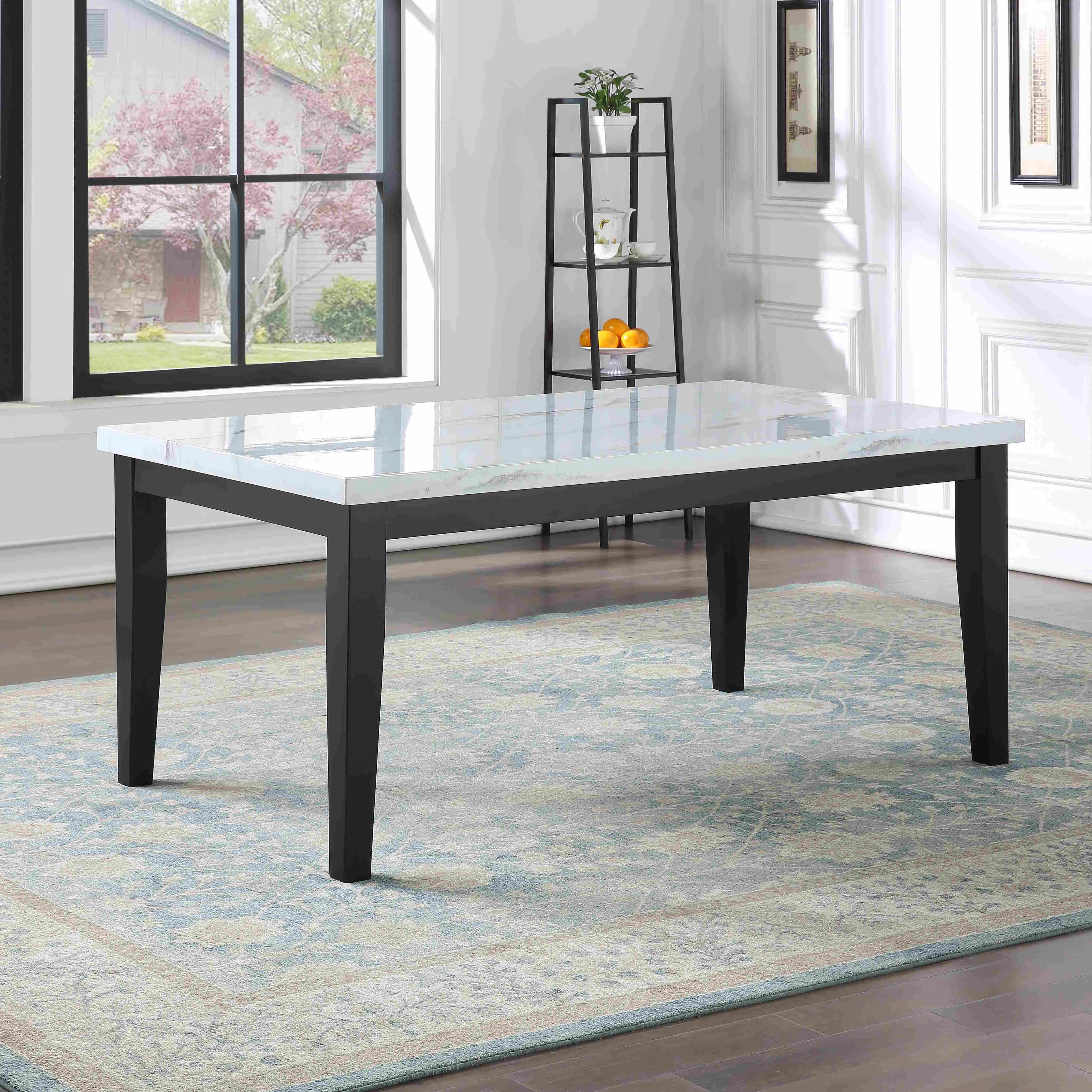 

Fashionable and Simple Restaurant Wooden Tables Sterling Faux Marble Top Dining Table White