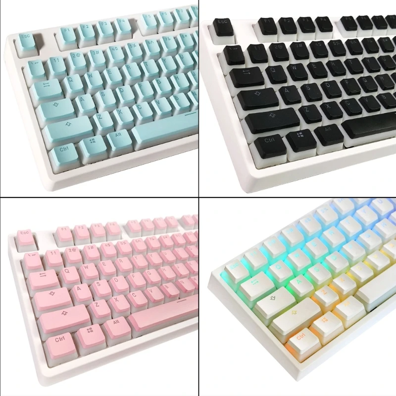 

PBT Keycaps OEM 117-Key Keycap Double Shot Translucent Keycap Set for Game-players Keyboard Multiple Color