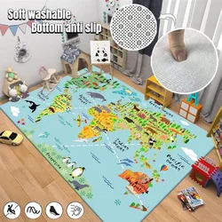 Children's Navigation Map Pattern Carpet Baby Game Crawling Rugs for Living Room Children's Room Decorative Anti Slip Floor Mats