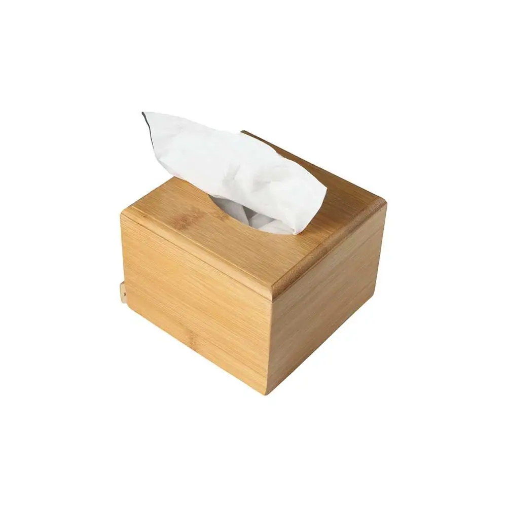 

KTV Hotel Desktop Organizer Eco-Friendly Bamboo Square Tissue Holder Storage box Tissue Rack Napkin holder