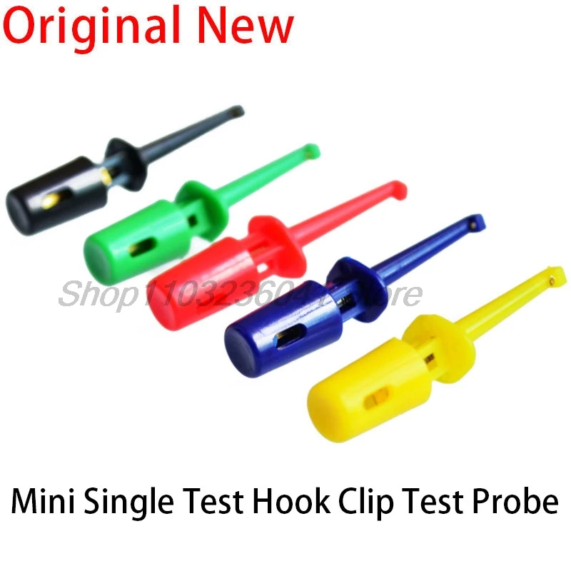 10Pcs Mini Single Test Hook Clip Test Probe for Electronic Testing IC Grabber Small Size Round Crocodile Clip Hook Test Clip