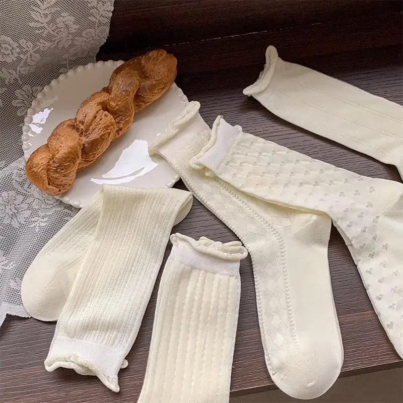 ฤดูร้อนใหม่ผู้หญิงถุงเท้าบางสี Candy Hollow Out หลวมถุงเท้าผู้หญิง Casual Basic สาวหวานแฟชั่นถุงเท้ายาว Comfort