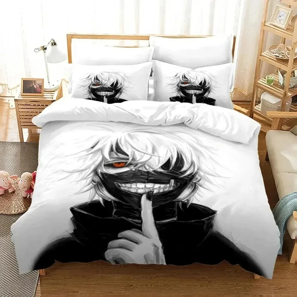 

3D Print Anime Tokyo Ghoul Bedding Set Duvet Cover Bed Set Quilt Cover Pillowcase Comforter king Queen Size Boys Adult Bedding