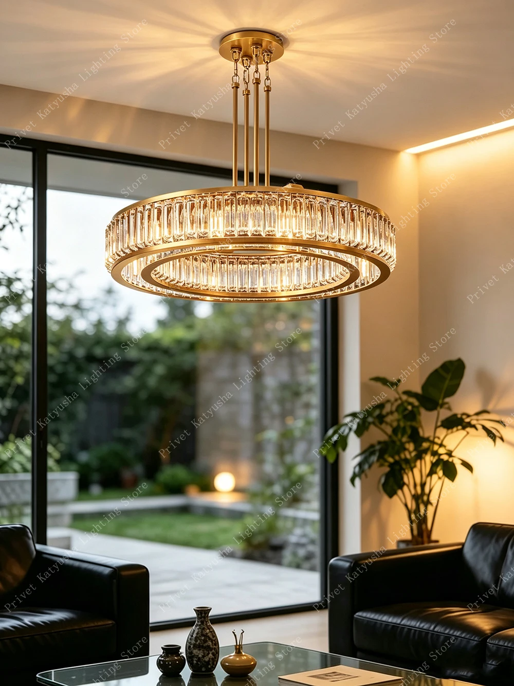Get This Ceiling Chandelier with K9 Crystal Lampshades Upgrade Your Living Room American Style Cristal Lamparas Gold Black Lamp