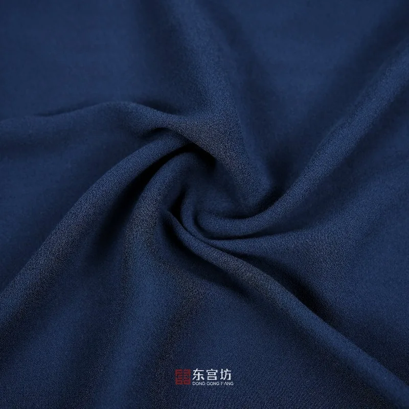 Premium Sandwashed Linen Satin Fabric Deep Blue Solid Drapey Soft for Shirt Suit Pants Dress Hanfu DIY Sewing Accessories - view 6