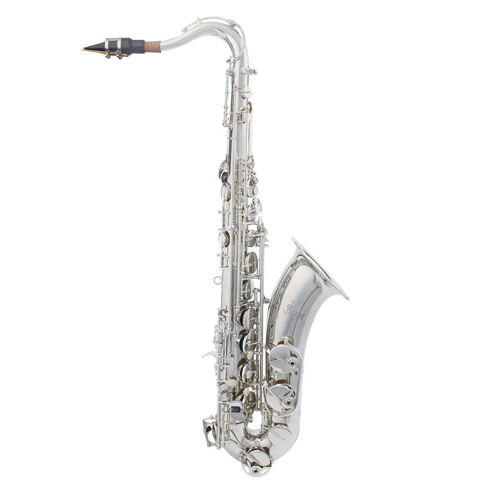 Hot Sale Wind Instrument Tenor B Flat White Shell Key Silver Saxophone