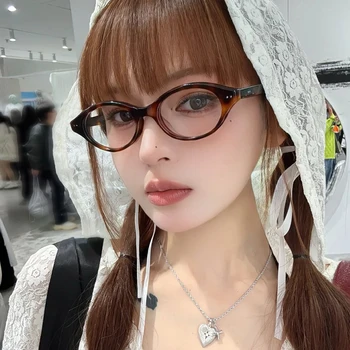 Book nerd gm black frame glasses women's high-grade sense vegetarian goddess oval frame eye frames can be equipped with myopia