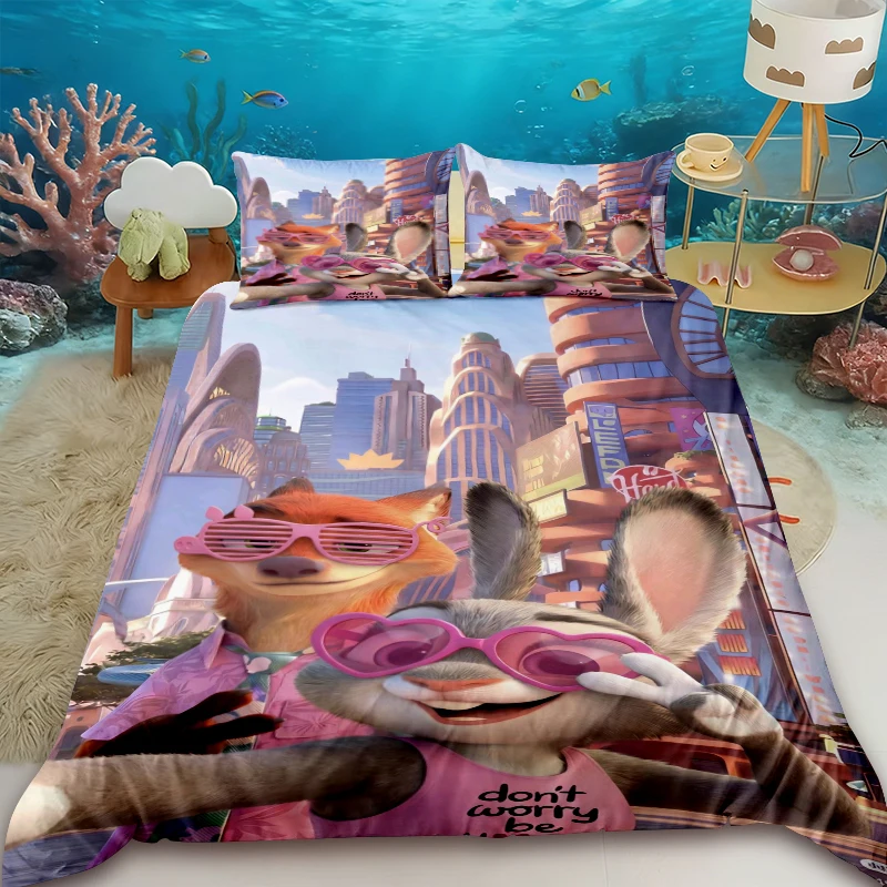 

Пододеяльник - Набор Disney Zootopia с Джуди и Ником (один пододеяльник и две наволочки), с высококачественной печатью, мягкий и комфортный.