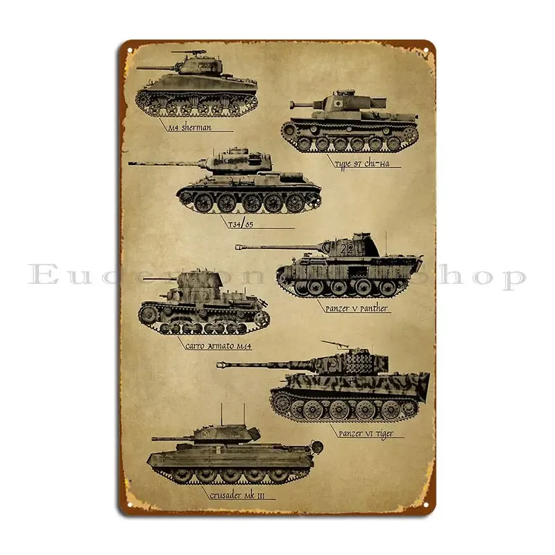 لافتة معدنية لخزانات Ww Ii من الحديد الصدئ لإنشاء ملصق لافتة سينما من القصدير