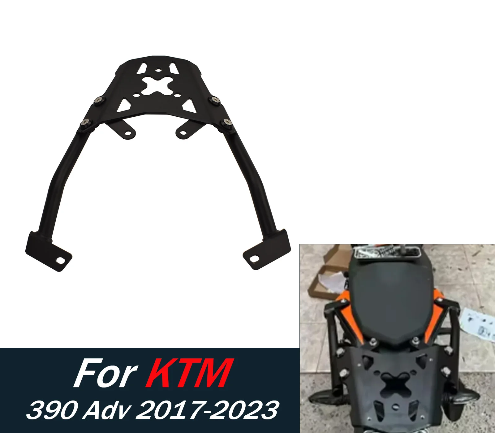 

Багажник подходит для KTM 390 Adventure ADV 2017-2023, задняя стойка для мотоцикла, кронштейн для багажа, полка, аксессуары для поддержки хвостового ящика