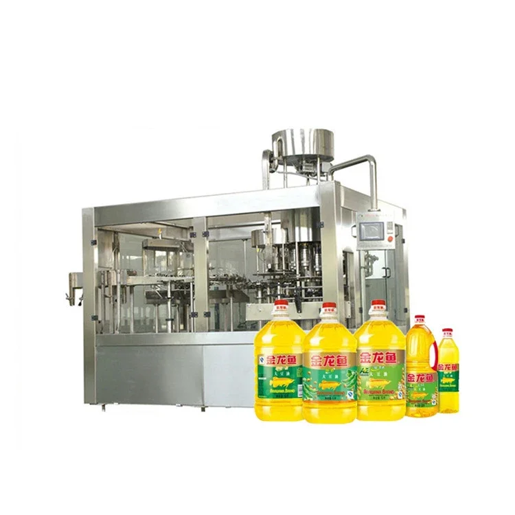 Full Automatic Liquid Edible / Cooking / Olive / Sunflower Oil Filling And Capping And Sealing Machine Plant