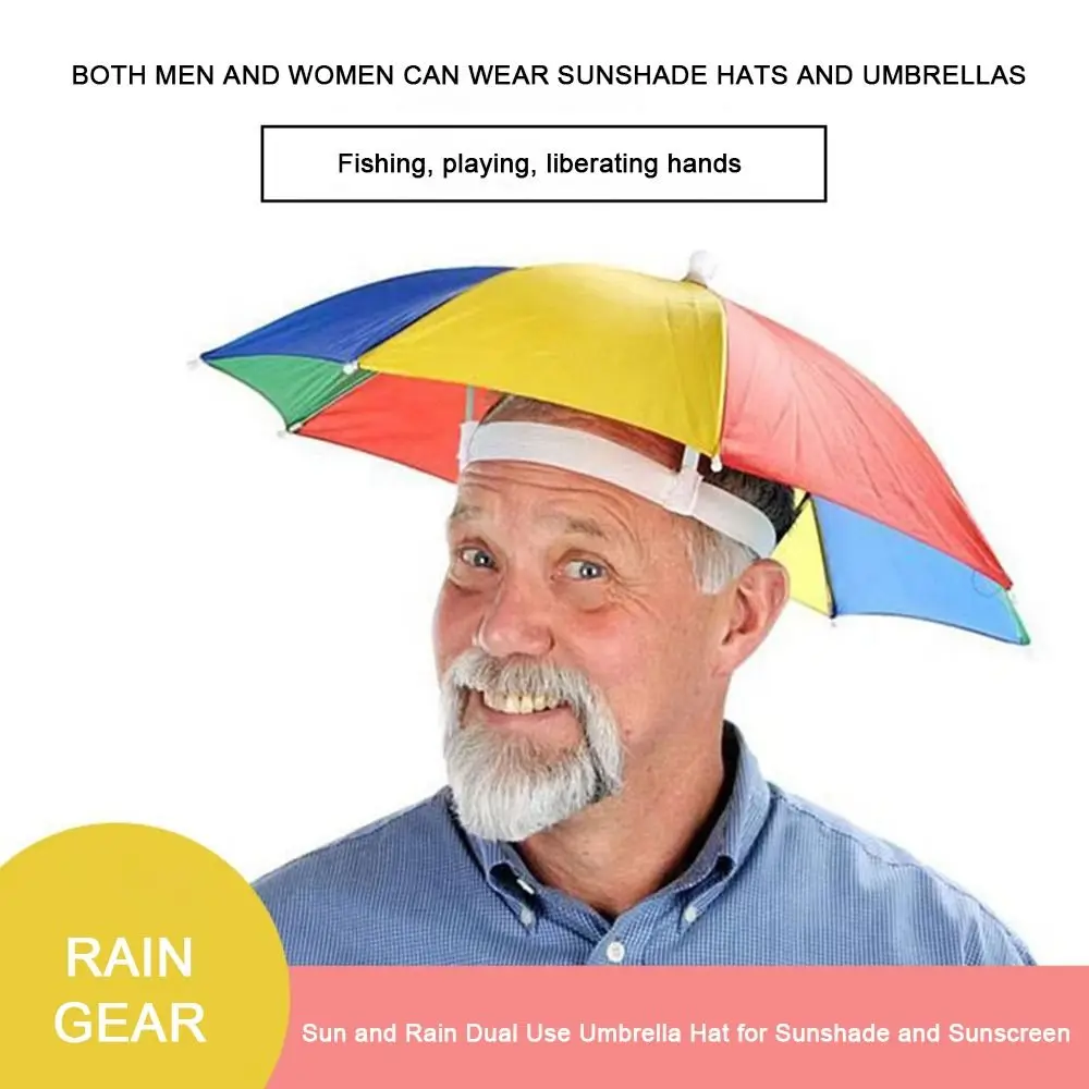 Outdoor Foldable Head Umbrella Hat Windproof Fishing Head Wearing Sunshade Rain Gear Portable Umbrella Camping Beach Head Hats