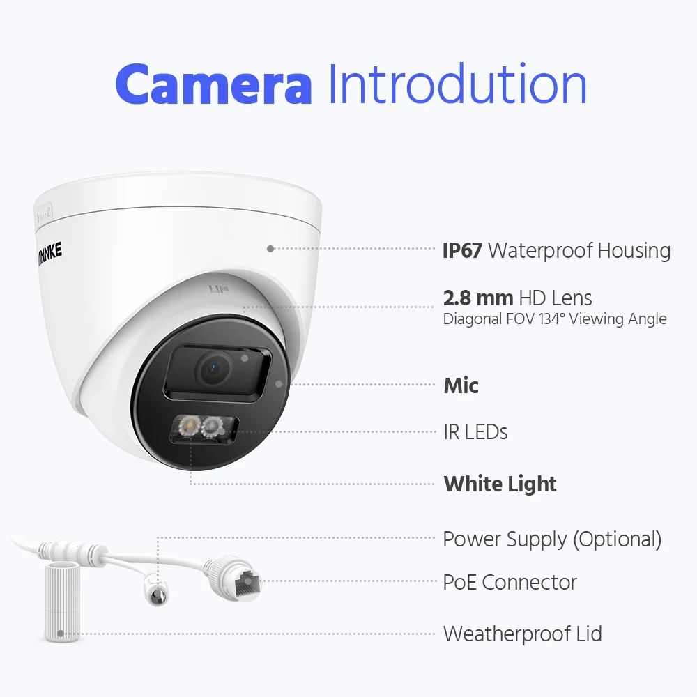 ANNKE H1200 12MP Sicherheitskamerasystem, H.265+ 8CH NVR, 8 Stück 12MP UHD PoE IP Bullet-Kameras mit Smart Dual Light, KI-Mensch- und Fahrzeugerkennung, Farbnachtsicht für Außenüberwachung – Detail 11
