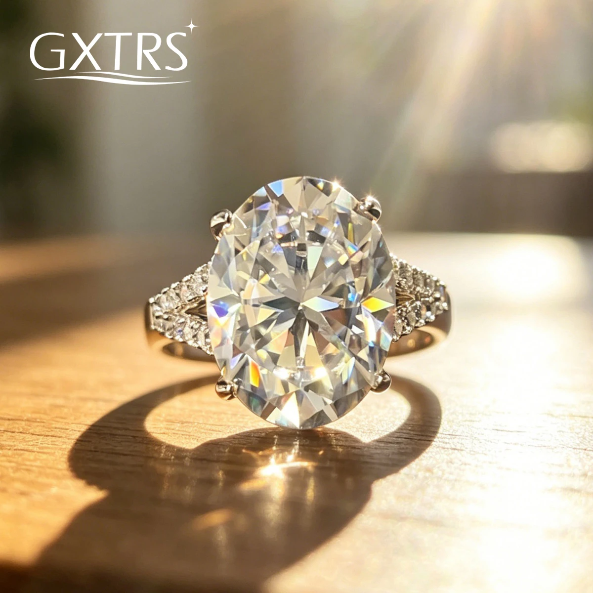 GXTRS 10CT Oval Full Moissanite S925 Silver Rings For Women Men Luxury 12*14mm Lab Diamond Wedding Engagement Band Fine Jewelry