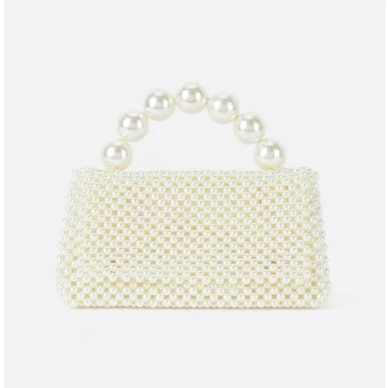 Homemade Sweet Pillow Beaded Handbags Pearl Beading Woven Small Square Designer Purses Evening Party Versatile Wallets for Women