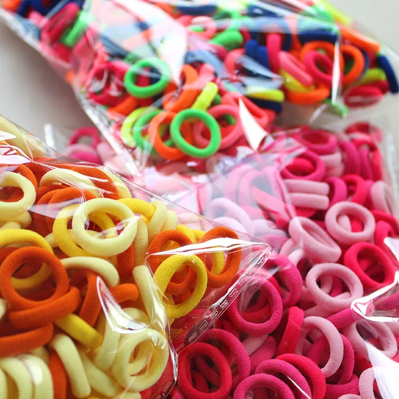 100/300/500Pcs Hair Bands for Children Colorful Nylon Scrunchie Hair Ties Rubber Band Kids Elastic Leagues Girl Hair Accessories