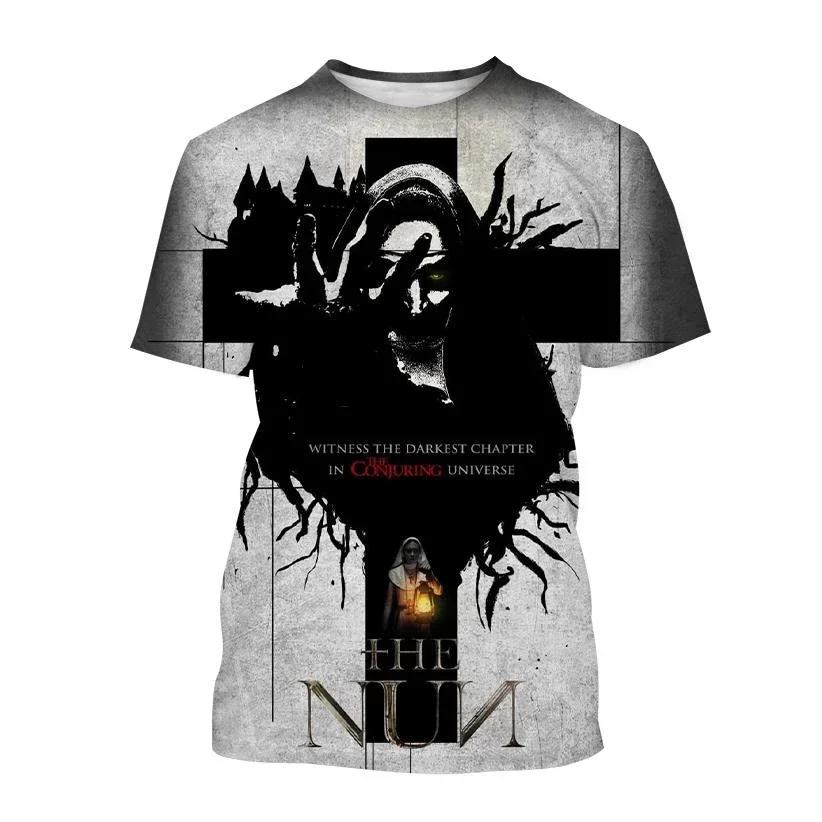 

Halloween New Fashion Horror Movie Nun 3D Printed T-shirt For Men's And Women's Holiday Tops Outdoor Casual Sports T-shirt