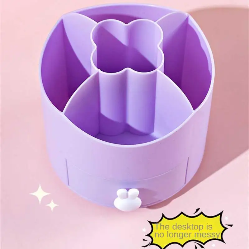Pencil Organizer Multifunctional With Smooth Edges Rotatable Convenient Office And Educational Supplies Makeup Storage Holder