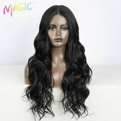 Magic  Synthetic Lace Front Wigs For Women Long Wavy 30 Inch Body Wavy Long T Part Lace Wig Ombre Blonde Ginger Blue Cosplay Wig