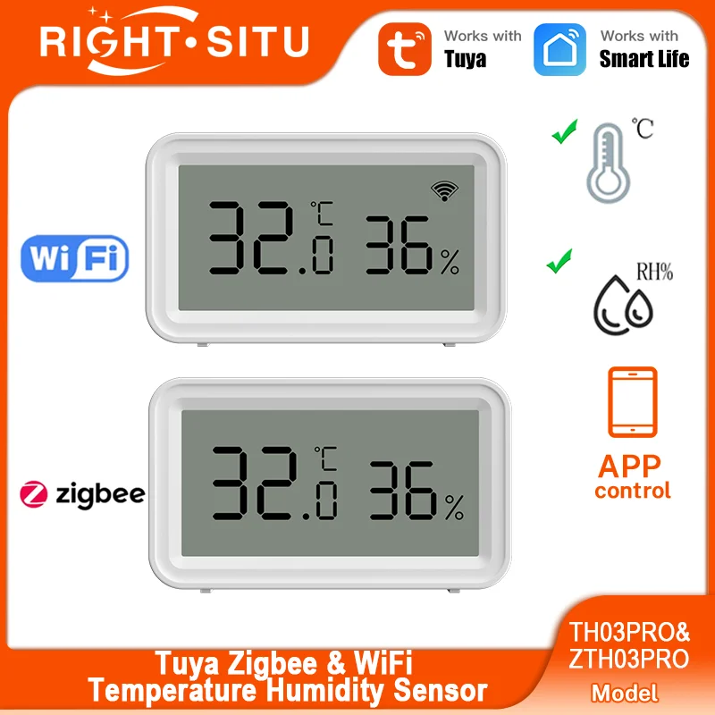 Tuya Zigbee 3.0 WiFi Temperature Humidity Sensor Smart Thermometer Hygrometer APP Remote Control Work with Yandex Alexa