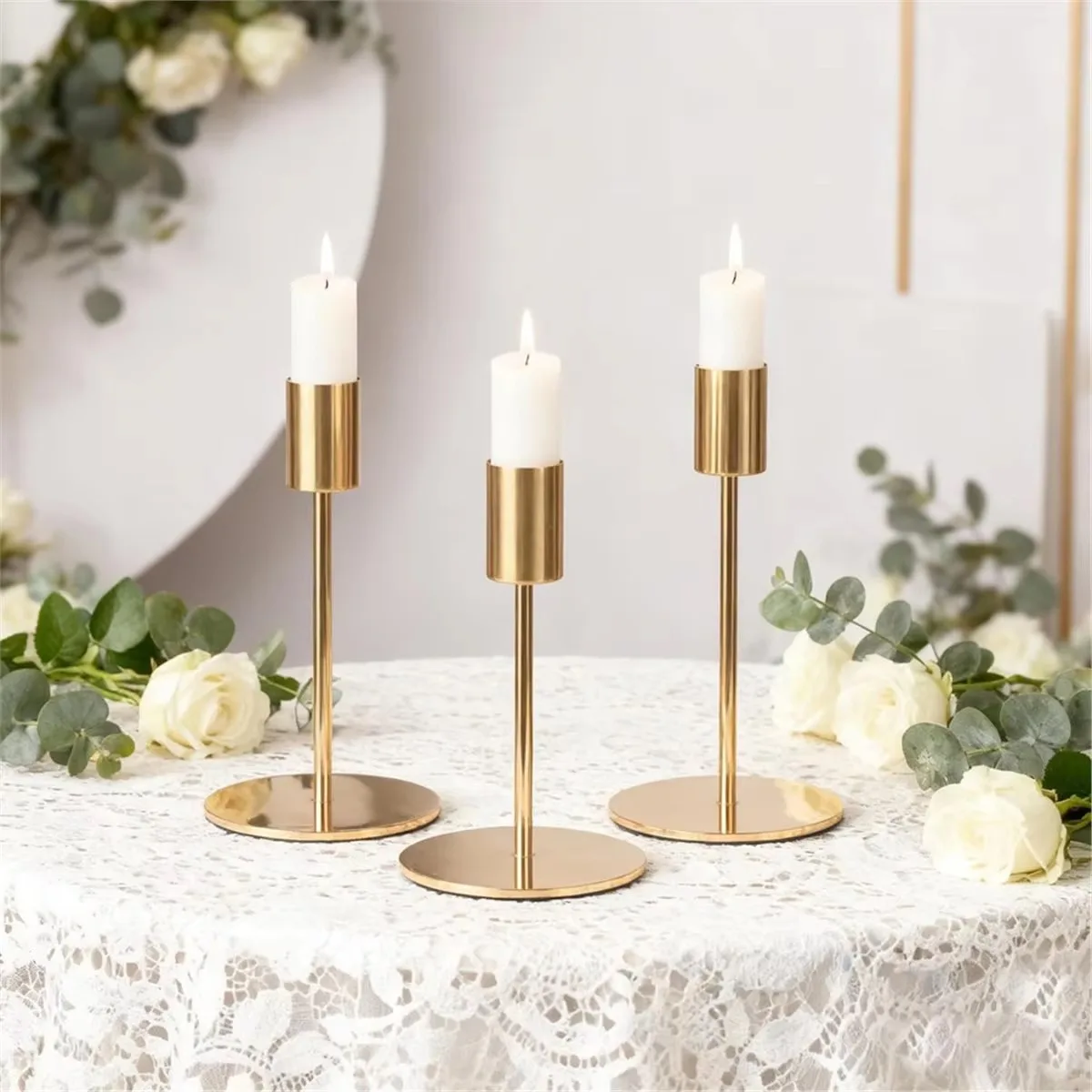 Gold Candle Holders Taper Candles Decorative Vintage Candle Holder for Birthday Meals Anniversary Wedding