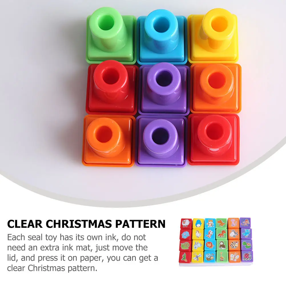 

24 Pcs Press Stamp Toy Children Stamper Toys Lovely Plastic Stampers Animals Pattern