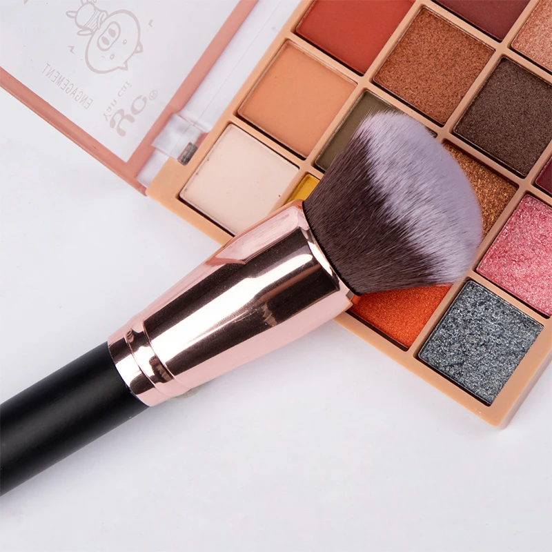 Conjunto de pincéis de maquiagem 3 peças, pincel plano de base kabuki para pó de creme líquido, mistura de contorno facial completo, base facial grande m