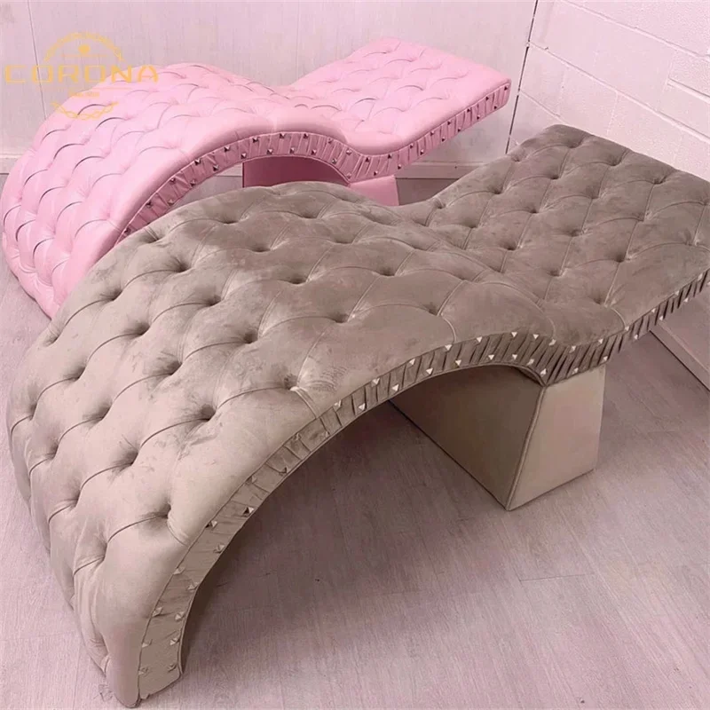 Luxury Pink Salon Beauty Bed Curved Lash Bed for Facial Beauty Salon