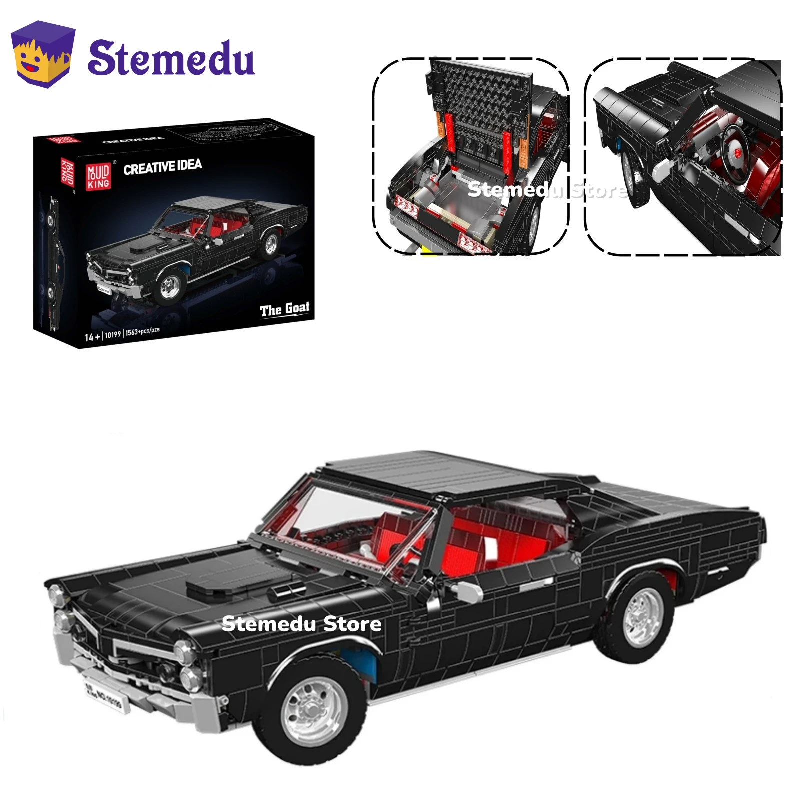 

Mold King 10199 1563 шт., строительные блоки Muscle Car, модель технического спортивного автомобиля, кирпичи, сборная игрушка для детей и взрослых, рождественский подарок