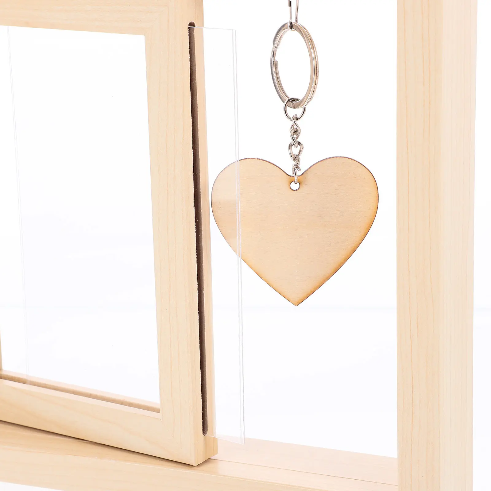 Wood Rotating Picture Frame Dual Side Display Photo Frame Household Decorative Photo Storage Holder for Travel Memories Wedding